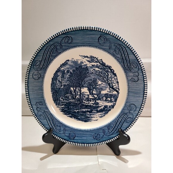 Vintage Currier and Ives Royal China dinner plate "The Old Grist Mill". - Picture 1 of 6